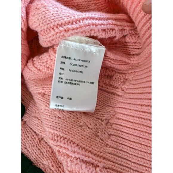 Alice + Olivia Kitty Puff Sleeve Sweater Cardigan Size Medium‎ Cable Knit NEW - Picture 7 of 14